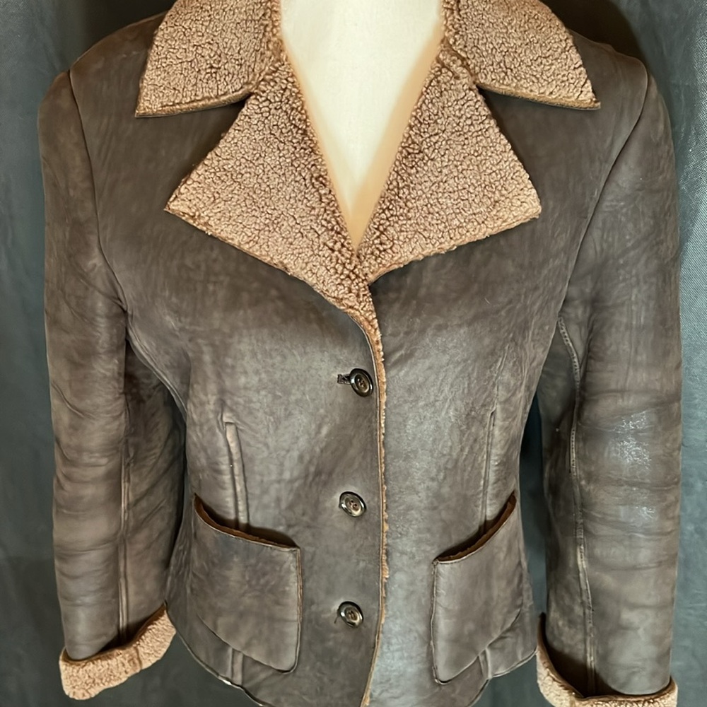 Jones New York Leather Sherpa Jacket